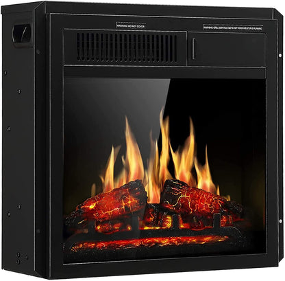 R.W.FLAME 20" x 18" x 10" Black 750W-1500W Electric Fireplace Insert With 7-Flame Brightness Settings, Logs and Remote Control