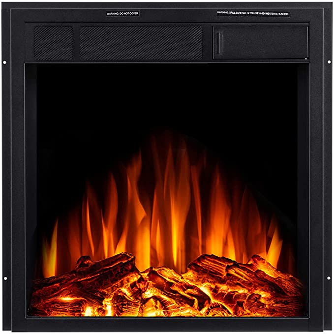 R.W.FLAME 22" Black Electric Fireplace Insert With 7-Flame Brightness Settings