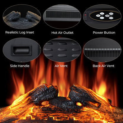 R.W.FLAME 23" Black 750W-1500W Electric Fireplace Insert With 5-Flame Brightness Settings