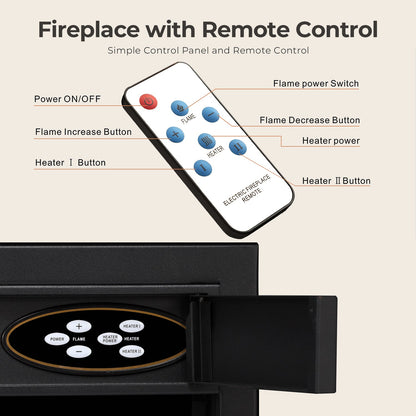 R.W.FLAME 23" Black 750W-1500W Electric Fireplace Insert With 5-Flame Brightness Settings
