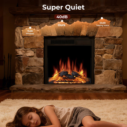 R.W.FLAME 23" Black 750W-1500W Electric Fireplace Insert With 5-Flame Brightness Settings
