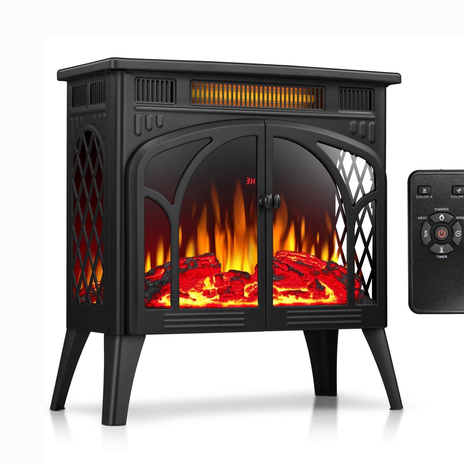 R.W.FLAME 24" Black Electric Fireplace Stove Heater