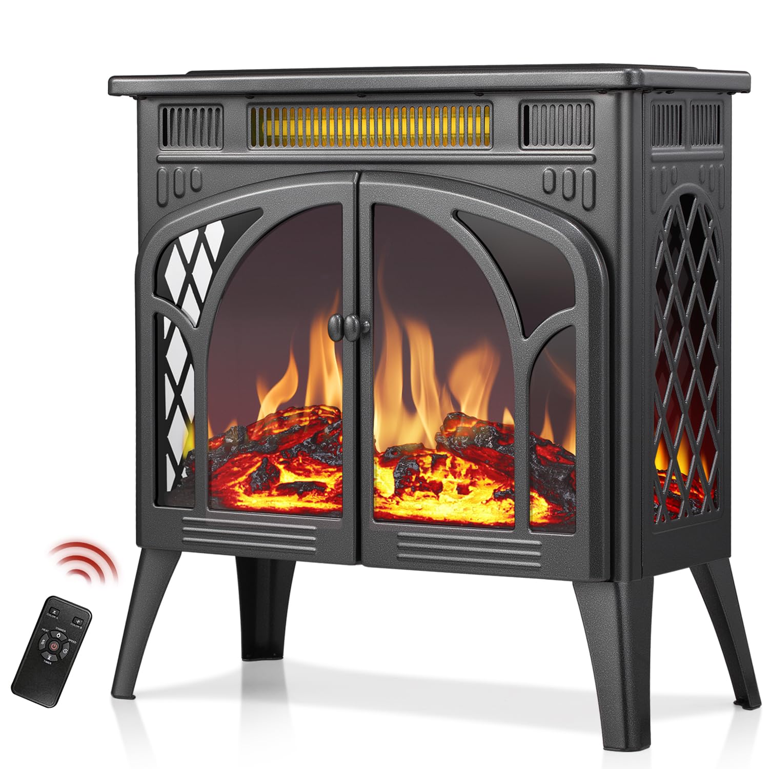 R.W.FLAME 24" Gray 500W-1500W Freestanding Electric Fireplace Stove