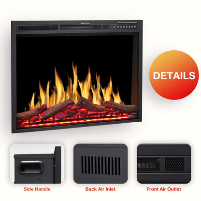R.W.FLAME 34" Black 750W-1500W Infrared Electric Fireplace Insert With Logs, Touch Screen and Remote Control