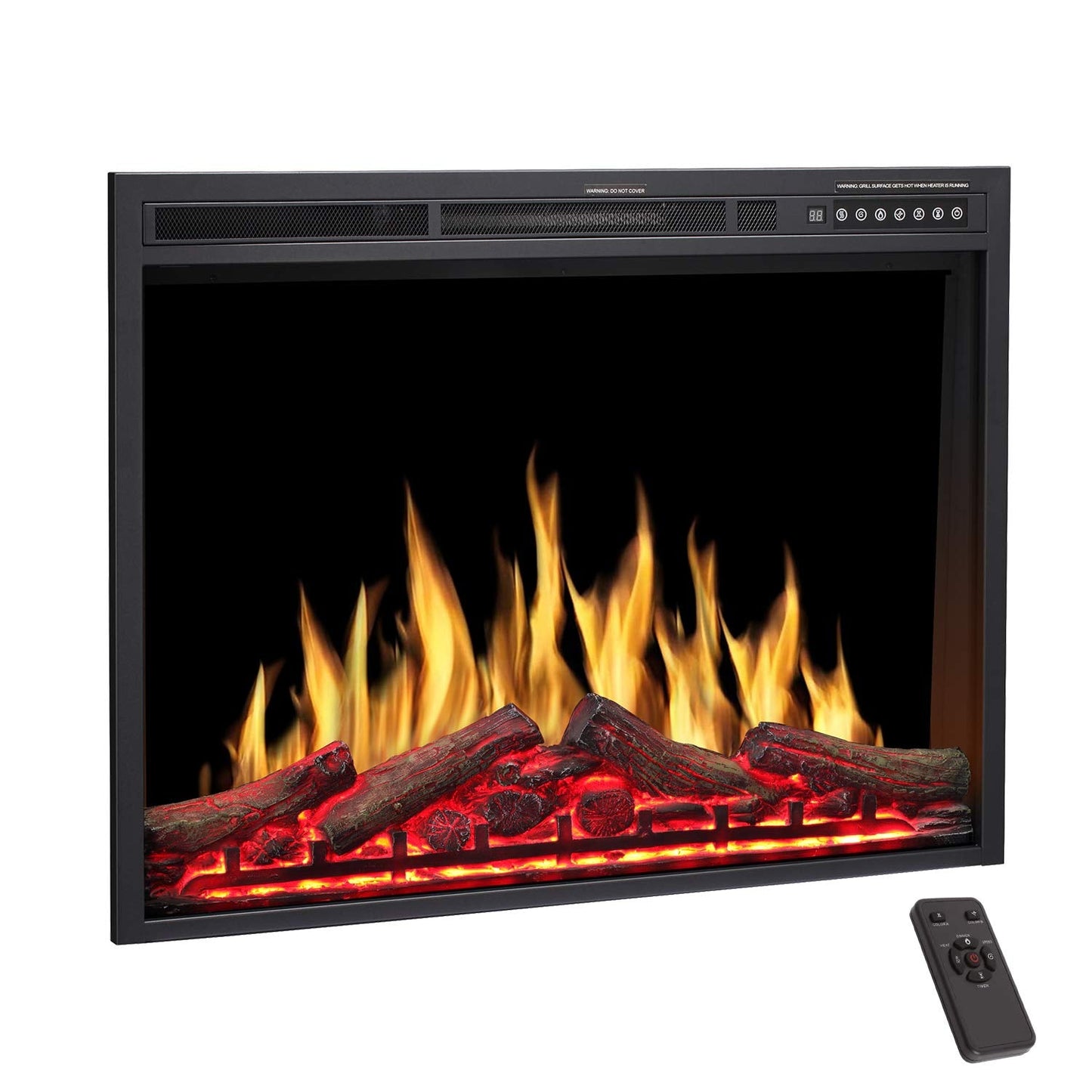 R.W.FLAME 34" Black 750W-1500W Infrared Electric Fireplace Insert With Logs, Touch Screen and Remote Control