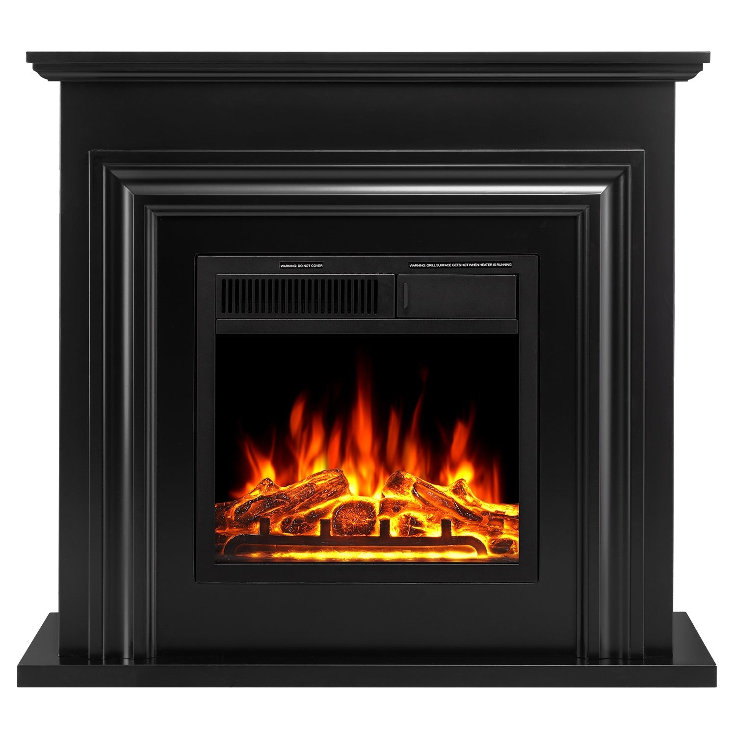 R.W.FLAME 36" Black Freestanding Wooden Mantel and Electric Fireplace With Adjustable Led Flame