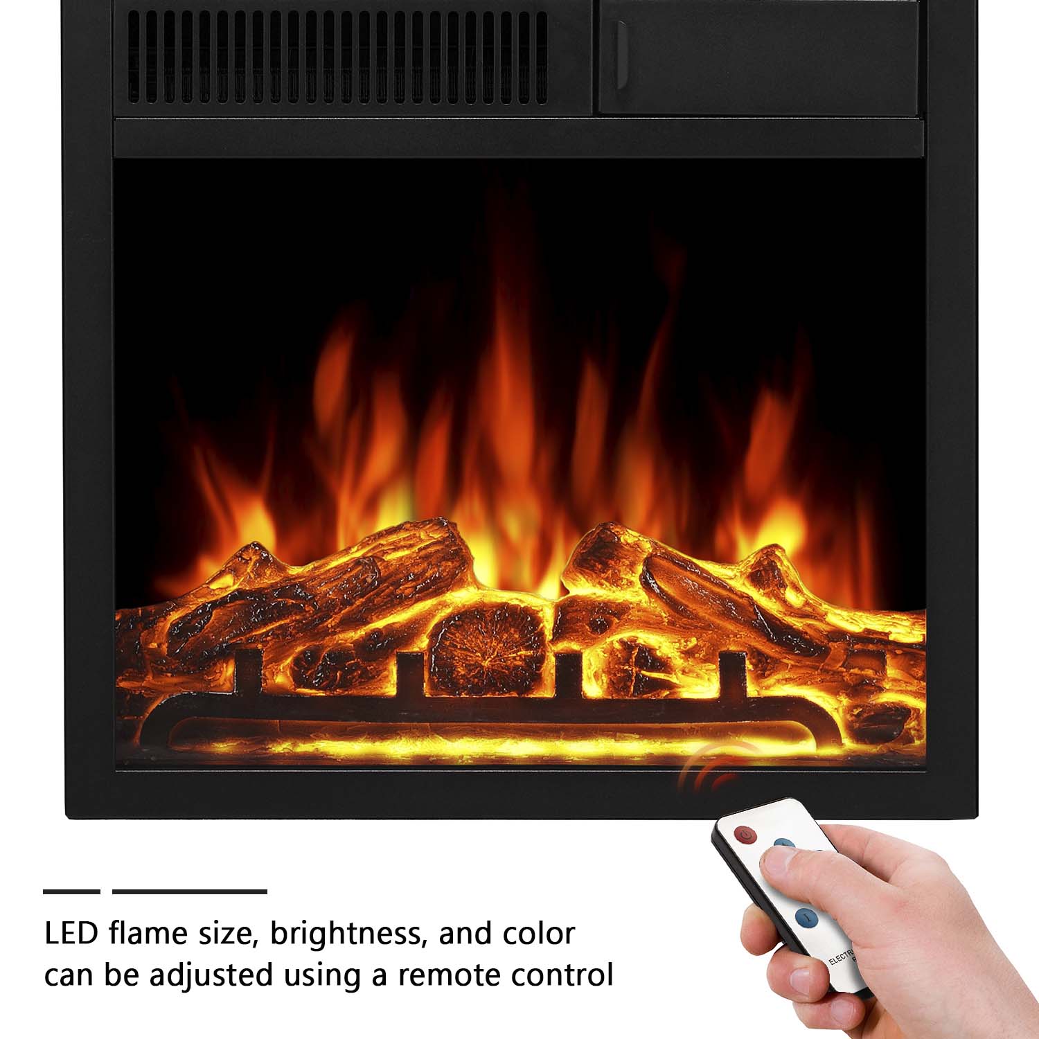 R.W.FLAME 36" Gray Freestanding Wooden Mantel and Electric Fireplace With Adjustable Led Flame