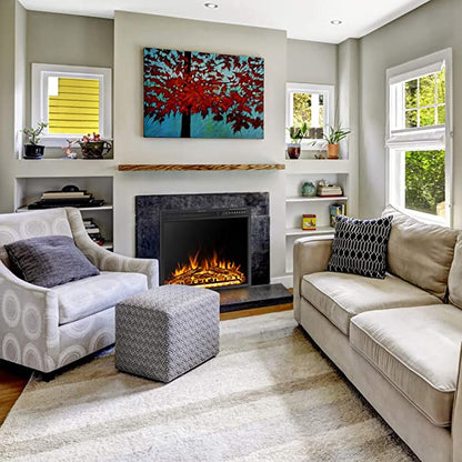 R.W.FLAME 37" Black 750W-1500W Infrared Electric Fireplace Insert With Logs & Remote Control