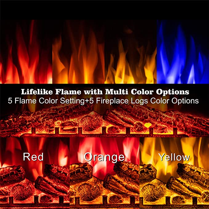 R.W.FLAME 37" Black 750W-1500W Infrared Electric Fireplace Insert With Logs & Remote Control