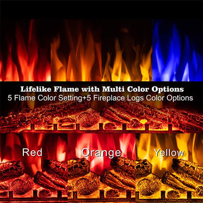 R.W.FLAME 37" Black 750W-1500W Infrared Electric Fireplace Insert With Logs & Remote Control