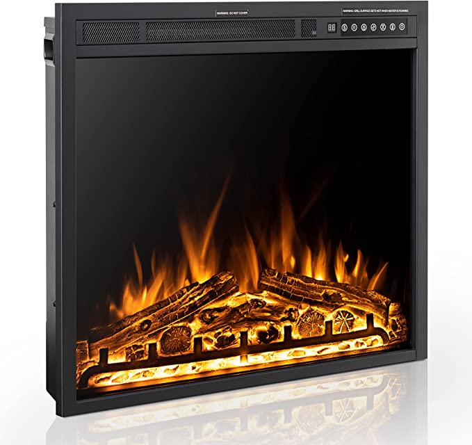 R.W.FLAME 37" Black 750W-1500W Infrared Electric Fireplace Insert With Logs & Remote Control