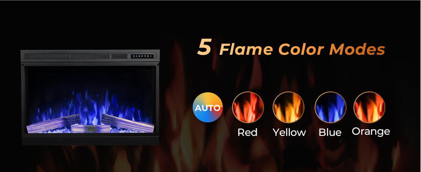 R.W.FLAME 39" Black 750W-1500W Electric Fireplace Insert With Remote Adjustable Temperature and Flame