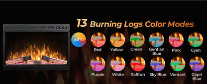 R.W.FLAME 39" Black 750W-1500W Electric Fireplace Insert With Remote Adjustable Temperature and Flame