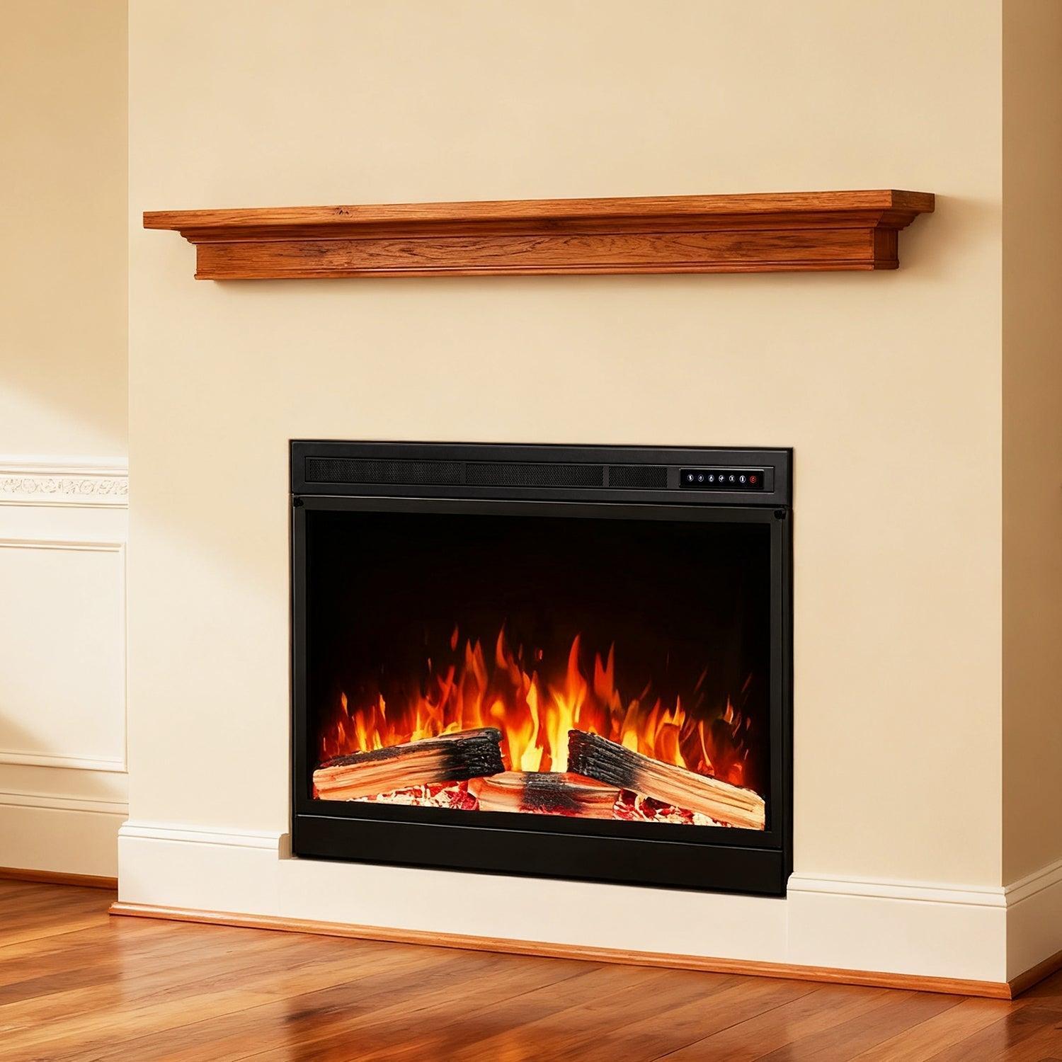R.W.FLAME 39" Black 750W-1500W Electric Fireplace Insert With Remote Adjustable Temperature and Flame