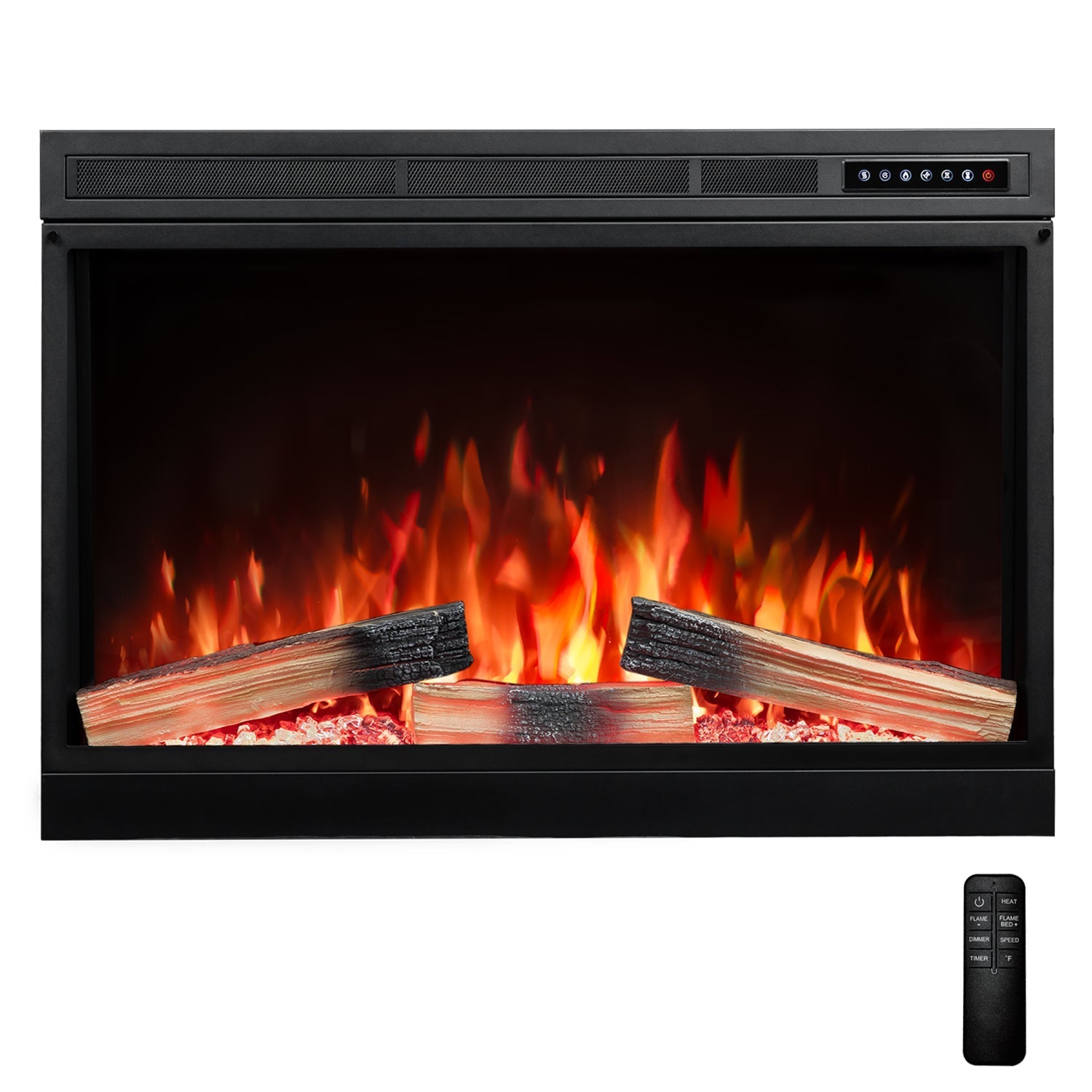 R.W.FLAME 39" Black 750W-1500W Electric Fireplace Insert With Remote Adjustable Temperature and Flame
