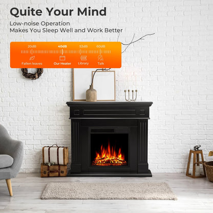 R.W.FLAME 43" Black 750-1500W Freestanding Wooden Corner Mantel and Electric Fireplace With Logs