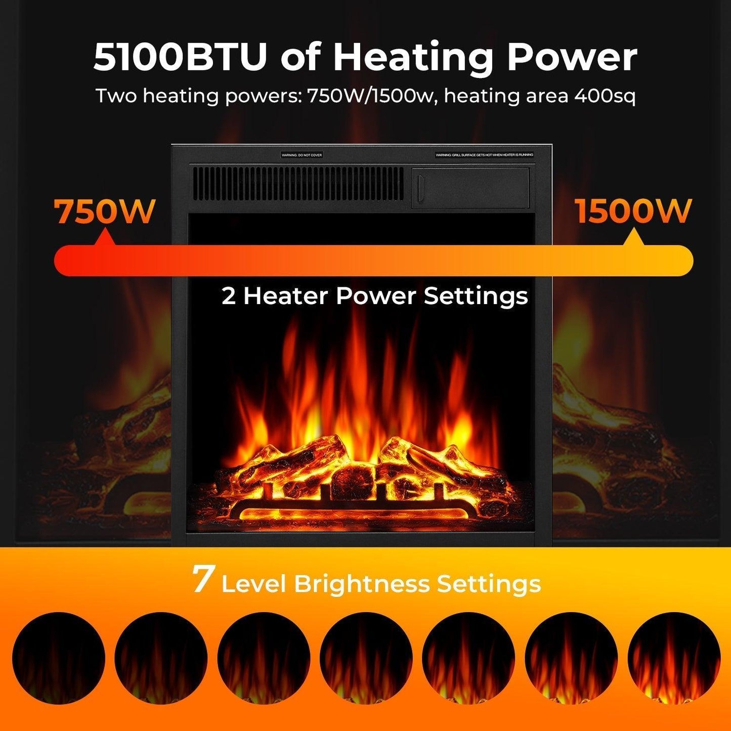 R.W.FLAME 43" Black 750-1500W Freestanding Wooden Corner Mantel and Electric Fireplace With Logs