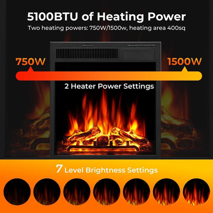 R.W.FLAME 43" Black 750-1500W Freestanding Wooden Corner Mantel and Electric Fireplace With Logs