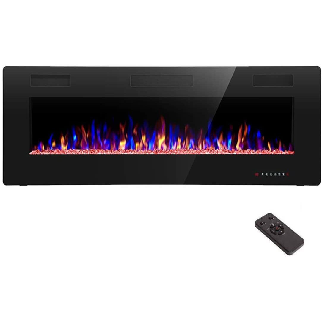 R.W.FLAME 50" 750-1500W Recessed and Wall-Mounted Electric Fireplace