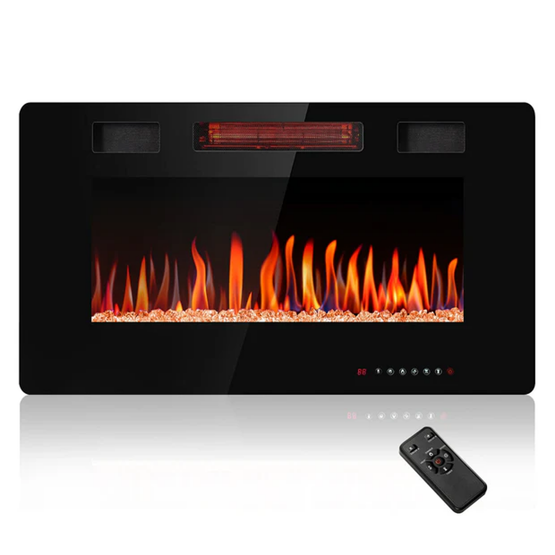 R.W.FLAME C3 Series 30" Black Ultra-Thin Recessed Wall-Mounted Electric Fireplace