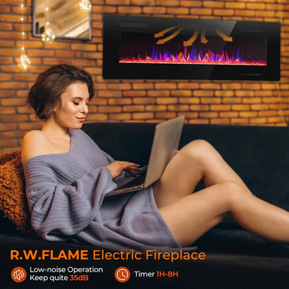 R.W.FLAME C3 Series 36" Black Ultra-Thin Recessed Wall-Mounted Electric Fireplace