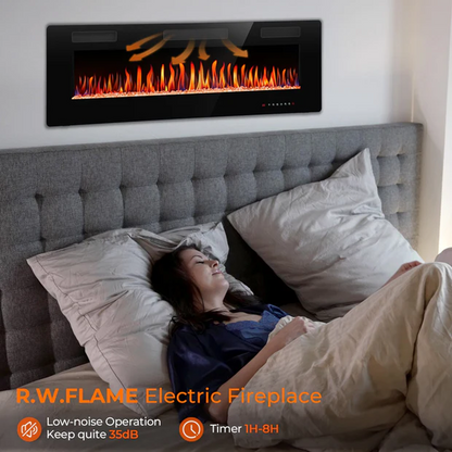 R.W.FLAME C3 Series 36" Black Ultra-Thin Recessed Wall-Mounted Electric Fireplace