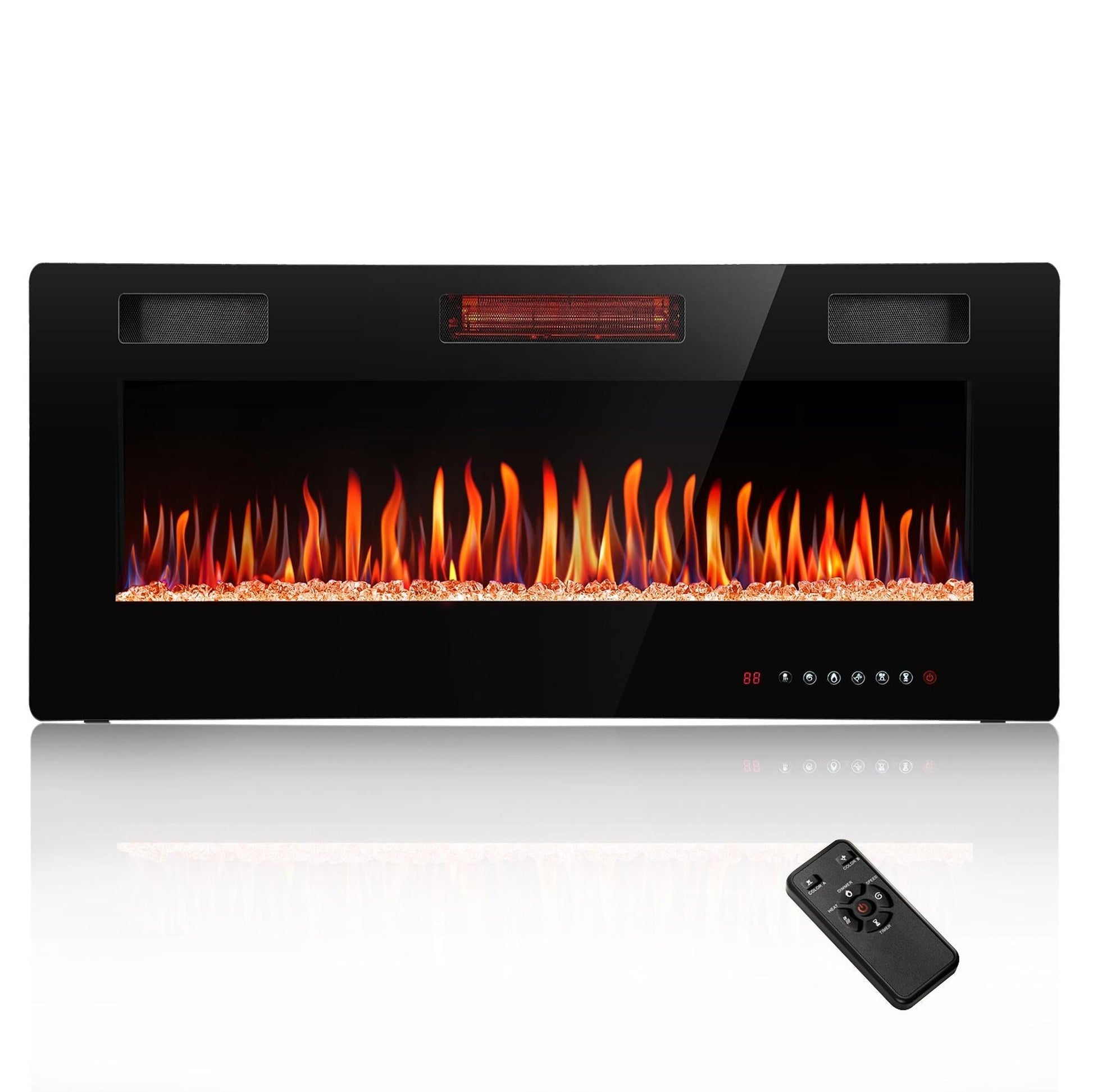 R.W.FLAME C3 Series 42" Black Ultra-Thin Recessed Wall-Mounted Electric Fireplace