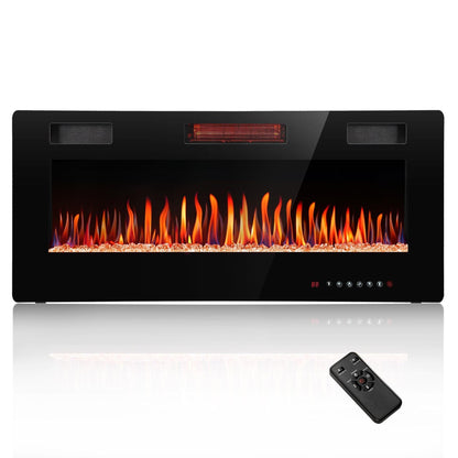 R.W.FLAME C3 Series 42" Black Ultra-Thin Recessed Wall-Mounted Electric Fireplace