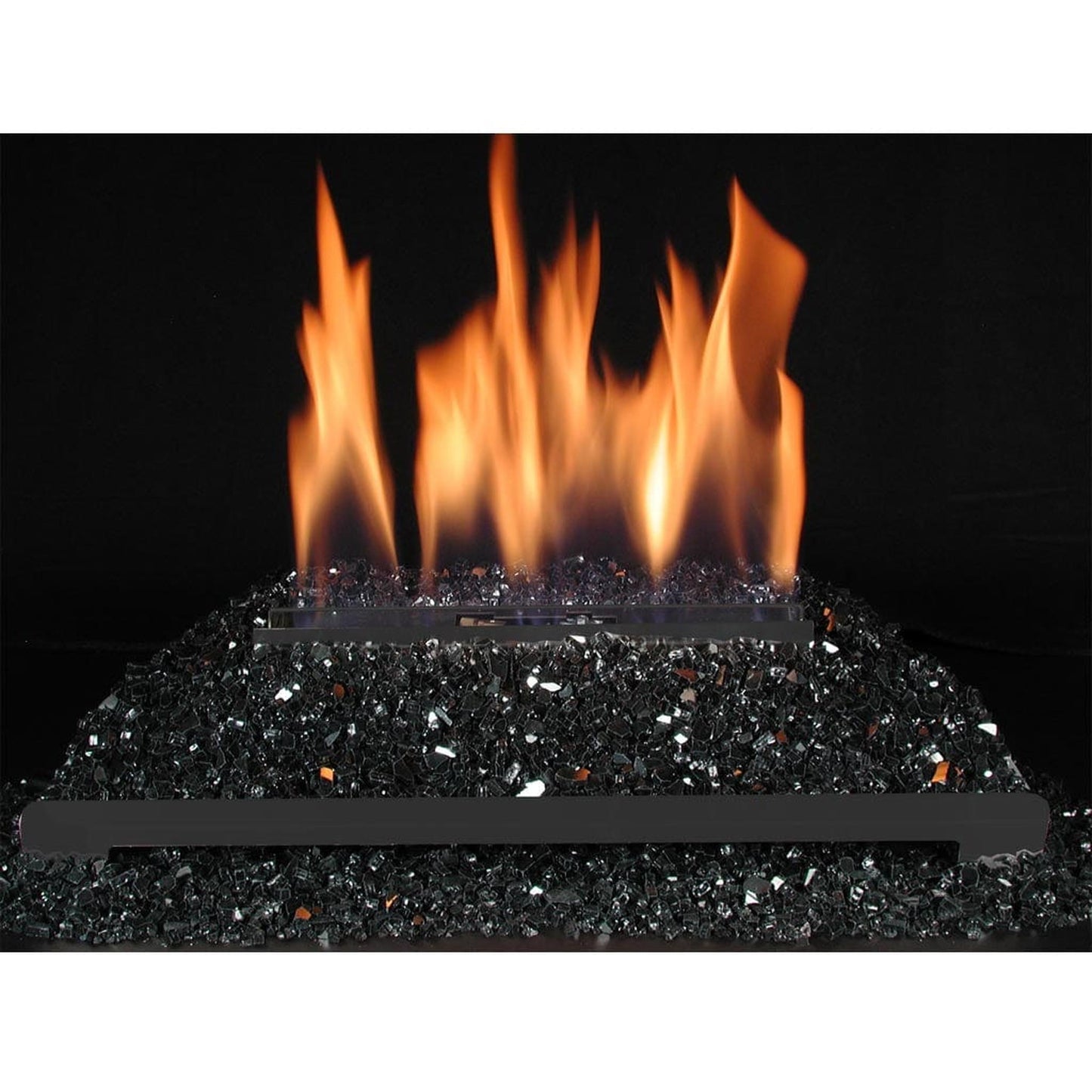 Rasmussen 18" to 21" Black Reflective Glass FireGlitter Set with Variable Remote Standing Pilot in Valve Vanisher - Natural Gas
