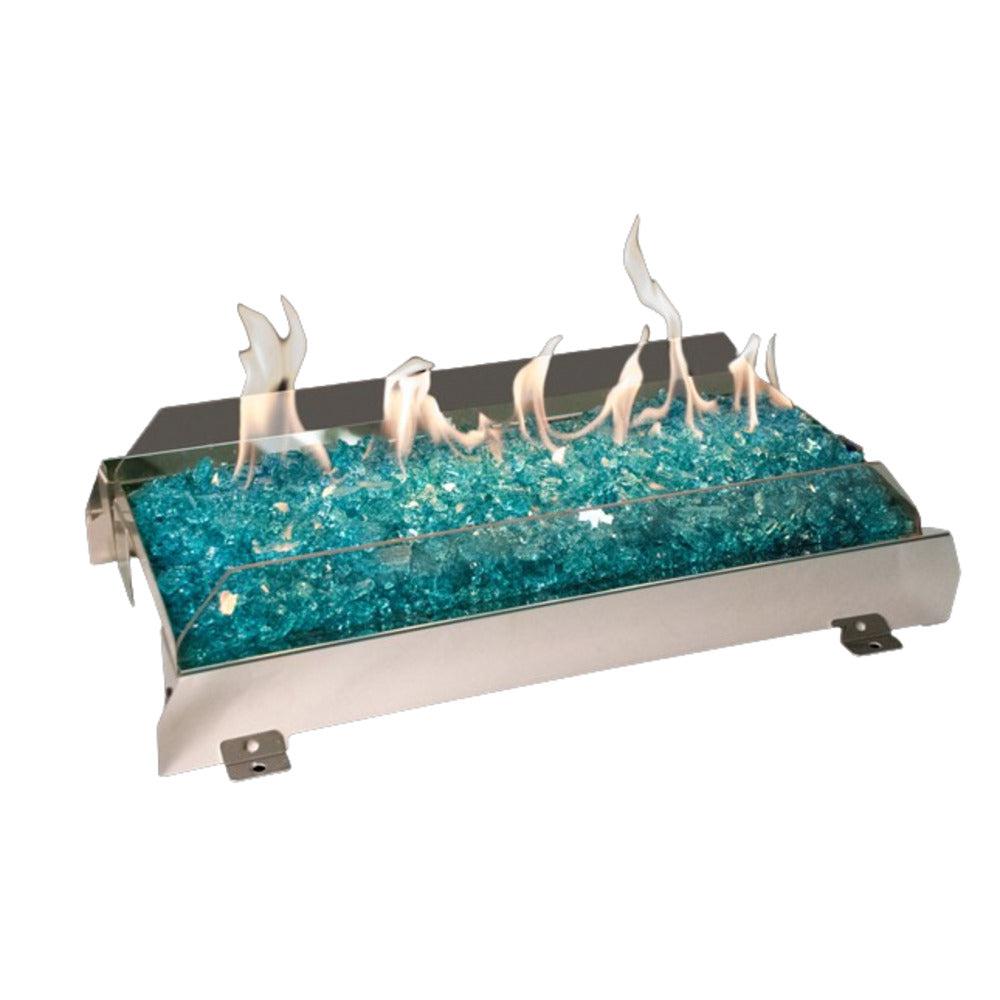 Real Fyre G21 Series 24" Stainless Steel See-Thru Vent-Free Natural Gas Reflective Glass Burner With On/Off Remote Control