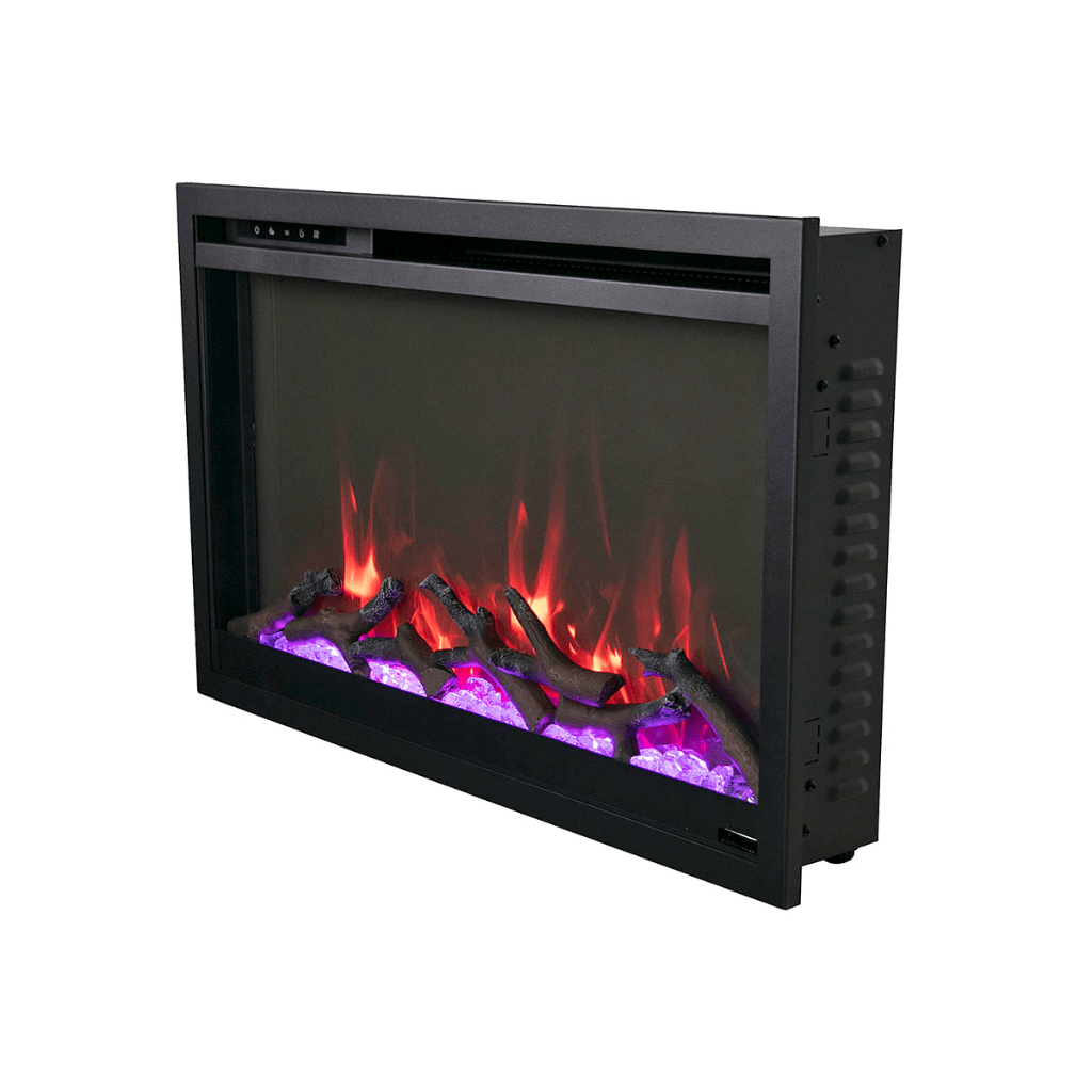 fireplace Remii by Amantii 26" Classic Extra Slim Built In Electric Fireplace with Black Steel Surround