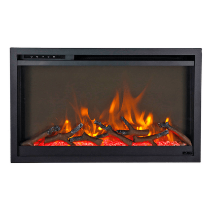 fireplace Remii by Amantii 26" Classic Extra Slim Built In Electric Fireplace with Black Steel Surround