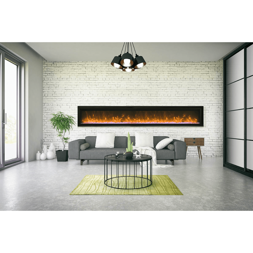 Fireplace Remii by Amantii 50″ WM-B Series Electric Fireplace with Glass and Black Steel Surround
