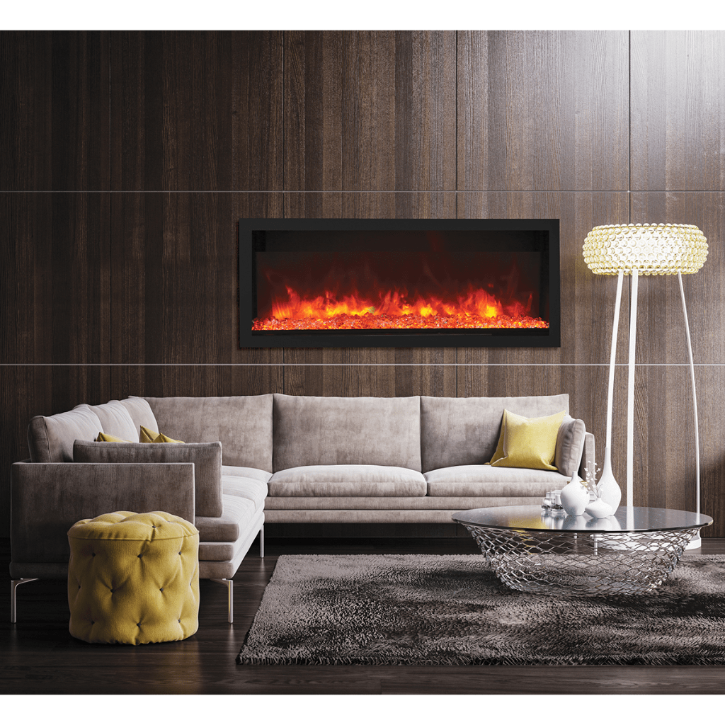 Remii by Amantii 55" Extra Tall Series Built-in Electric Fireplace with Black Steel Surround