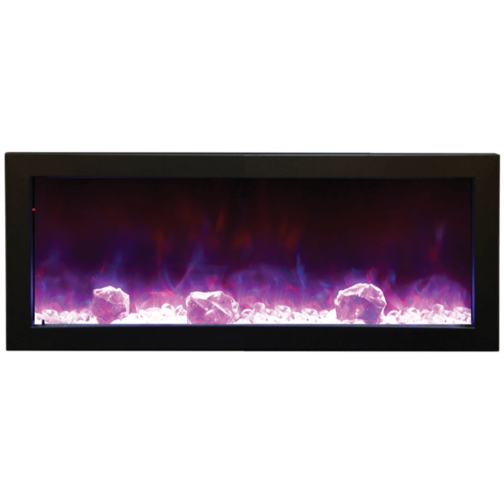 Fireplace Remii by Amantii 65″ Extra Slim Series Built-in Electric Fireplace with Black Steel Surround