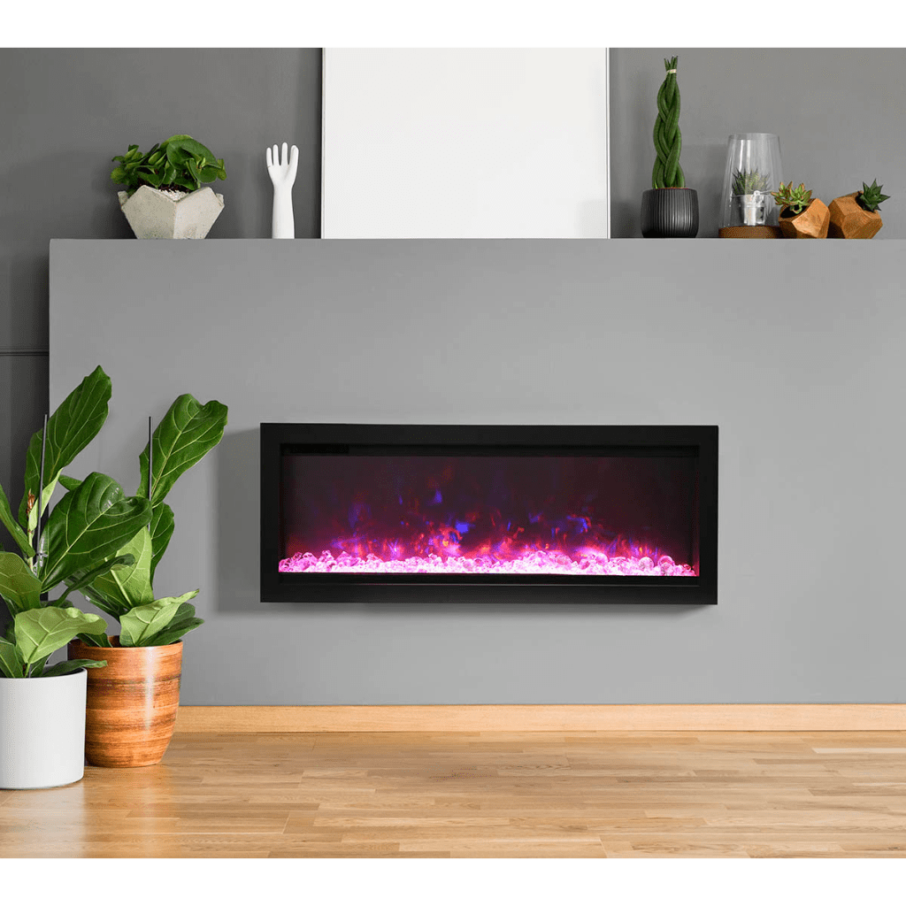Remii by Amantii 74" WM-B Series Electric Fireplace with Glass and Black Steel Surround