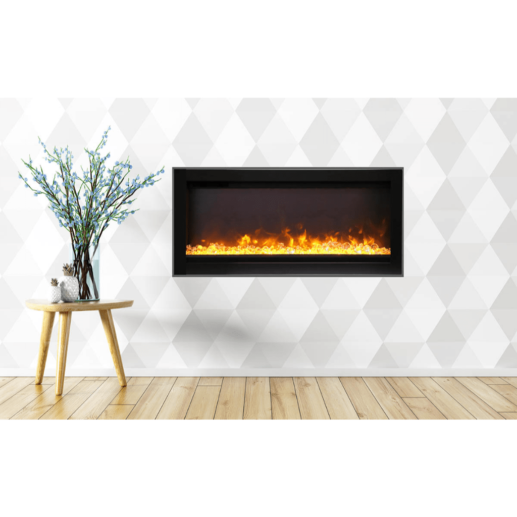 Remii by Amantii 88" WM-B Series Electric Fireplace with Glass and Black Steel Surround