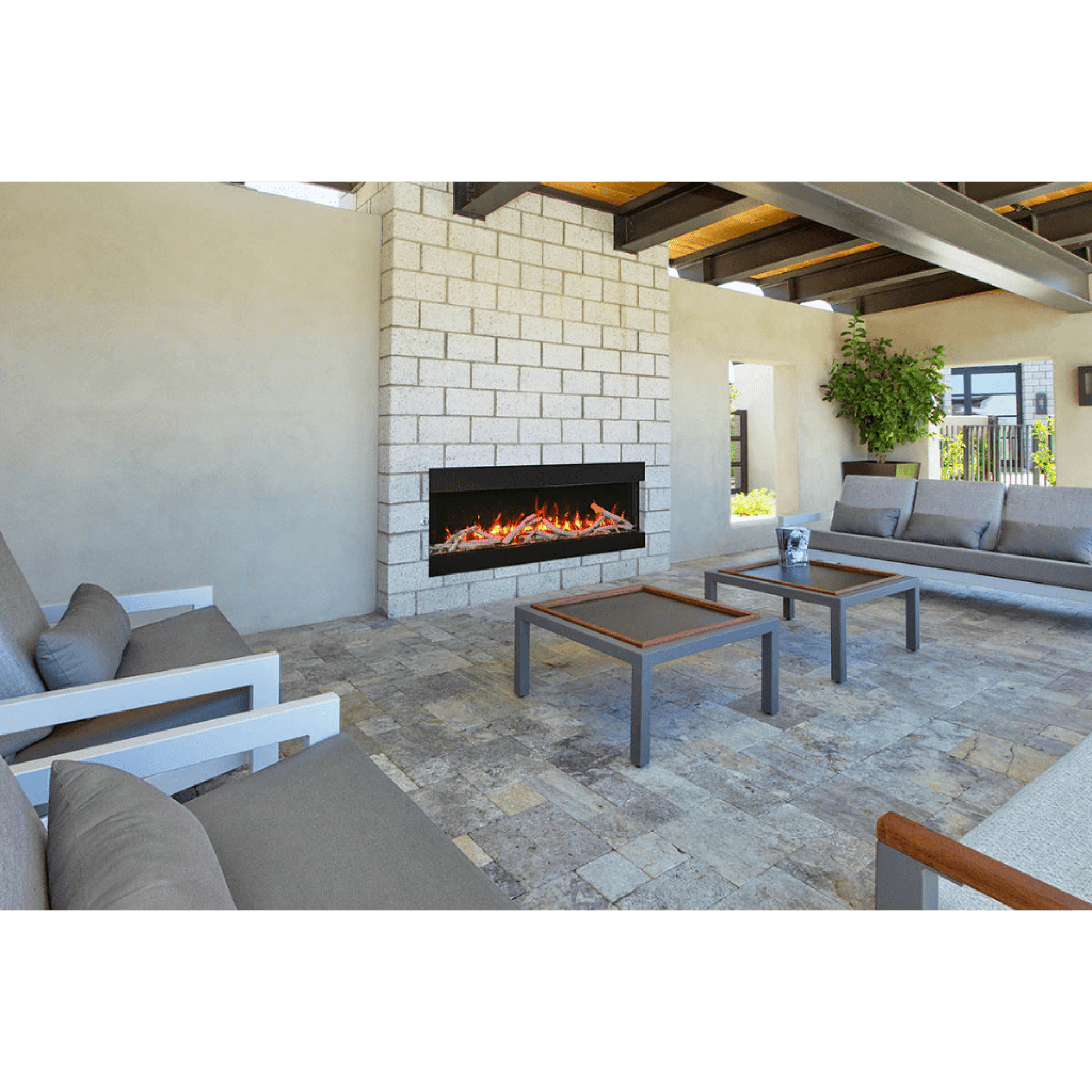 Remii by Amantii Bay Slim 40" 3-Sided Indoor / Outdoor Smart Electric Fireplace