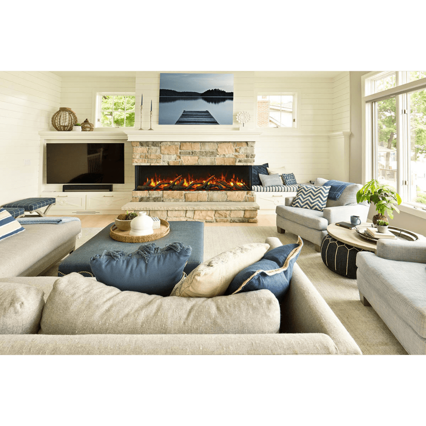 Remii by Amantii Bay Slim 60" 3-Sided Indoor / Outdoor Smart Electric Fireplace