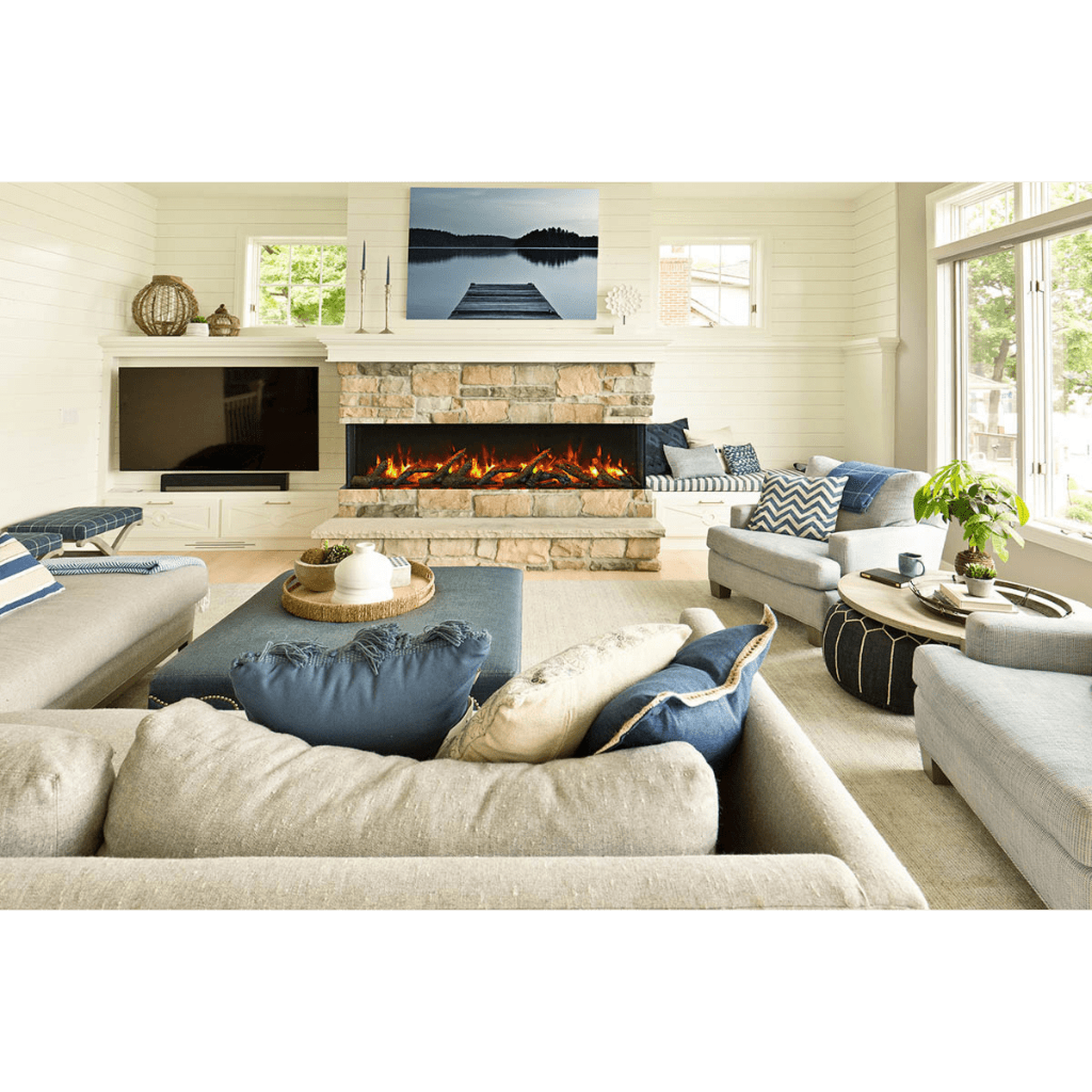 Remii by Amantii Bay Slim 60" 3-Sided Indoor / Outdoor Smart Electric Fireplace