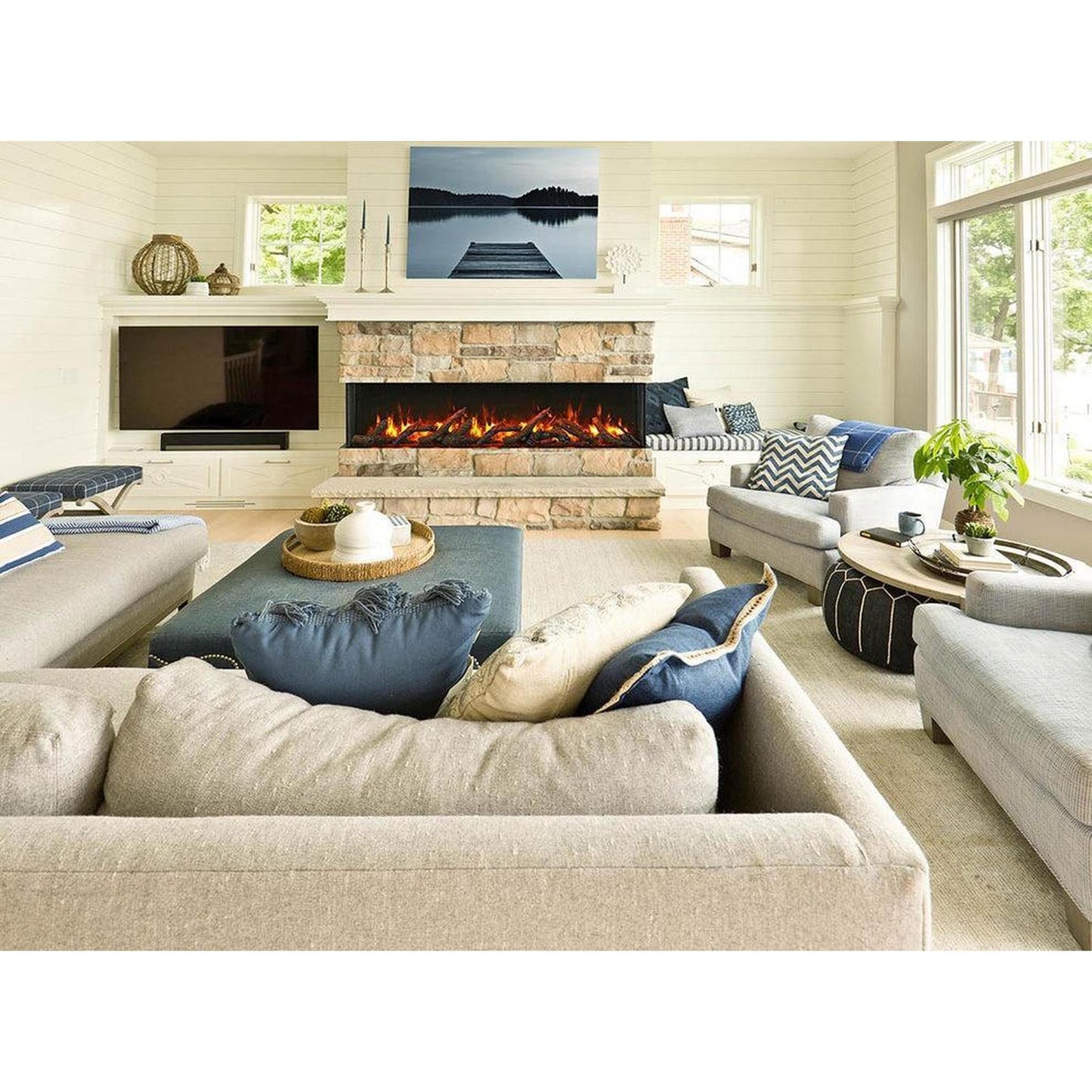 Remii by Amantii Bay Slim 40" 3-Sided Indoor / Outdoor Smart Electric Fireplace