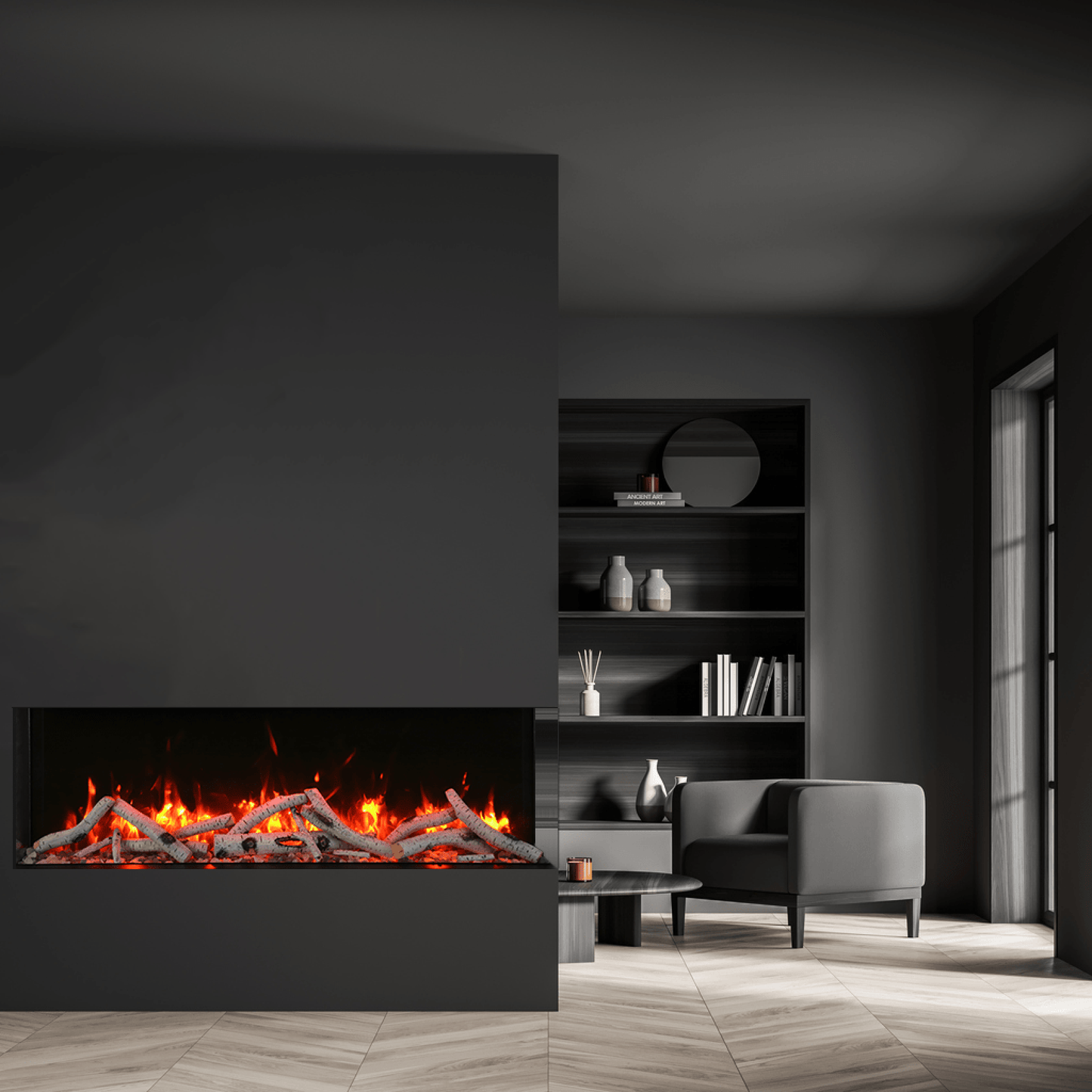 Remii by Amantii Bay Slim 60" 3-Sided Indoor / Outdoor Smart Electric Fireplace