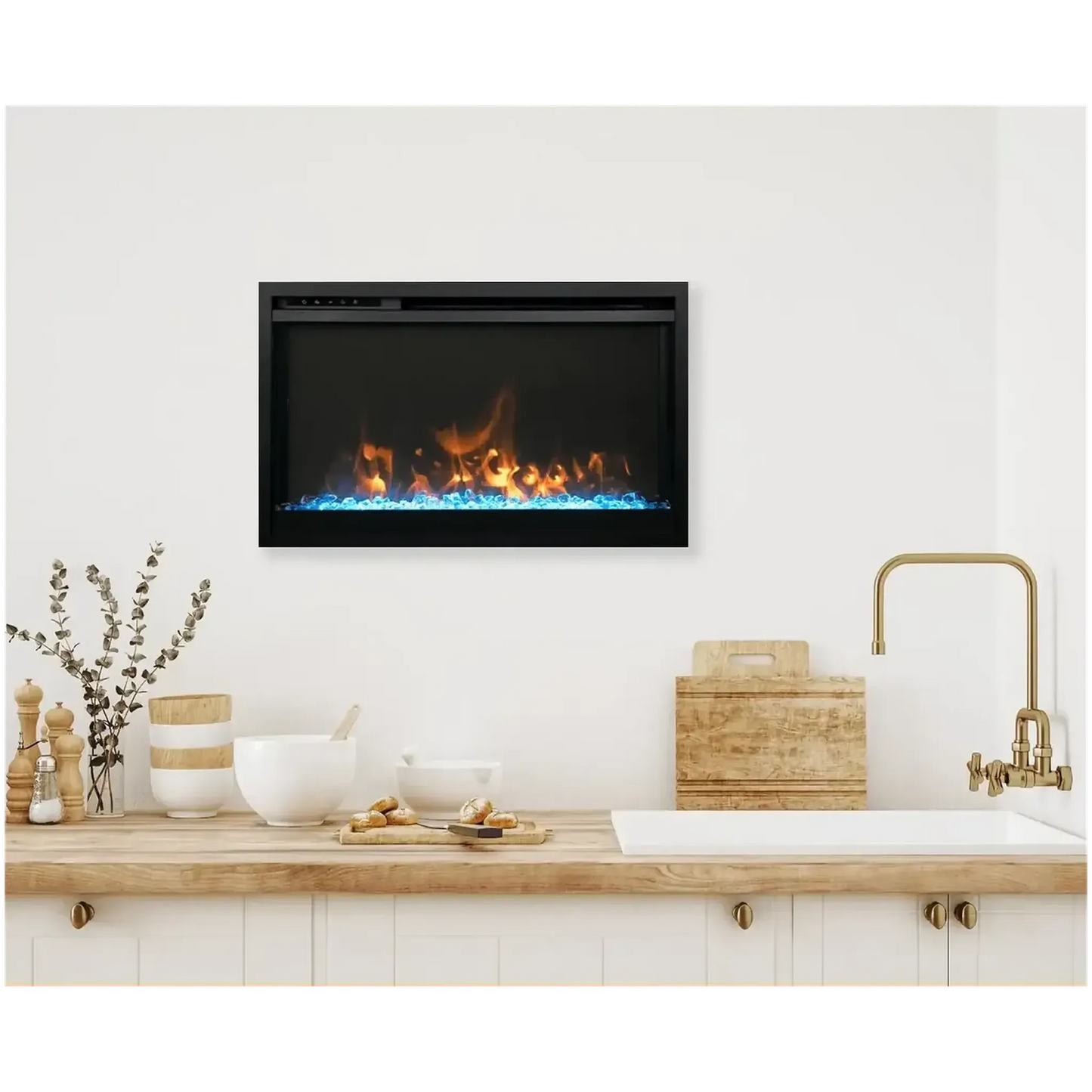 Remii by Amantii Classic Extra Slim 26" Buil-in Smart Electric Fireplace With Black Steel Surround