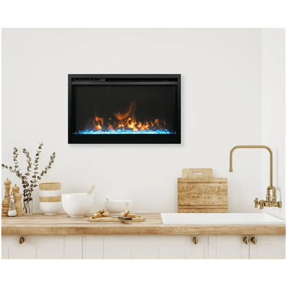 Remii by Amantii Classic Extra Slim 26" Buil-in Smart Electric Fireplace With Black Steel Surround