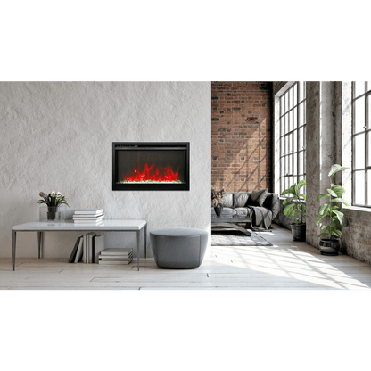 Remii by Amantii Classic Extra Slim 30" Buil-in Smart Electric Fireplace With Black Steel Surround