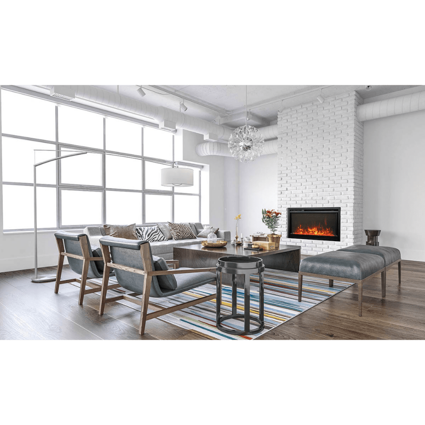 Remii by Amantii Classic Extra Slim 30" Buil-in Smart Electric Fireplace With Black Steel Surround