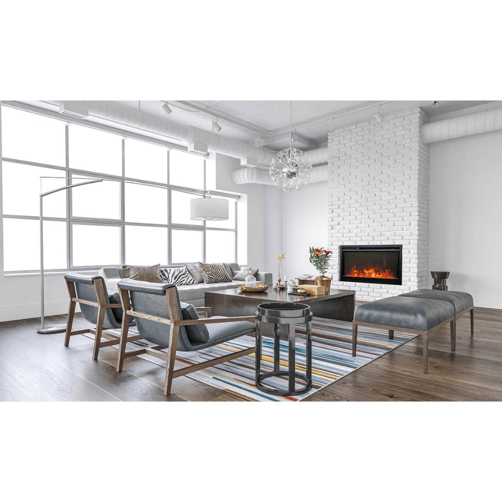 Remii by Amantii Classic Extra Slim 30" Buil-in Smart Electric Fireplace With Black Steel Surround