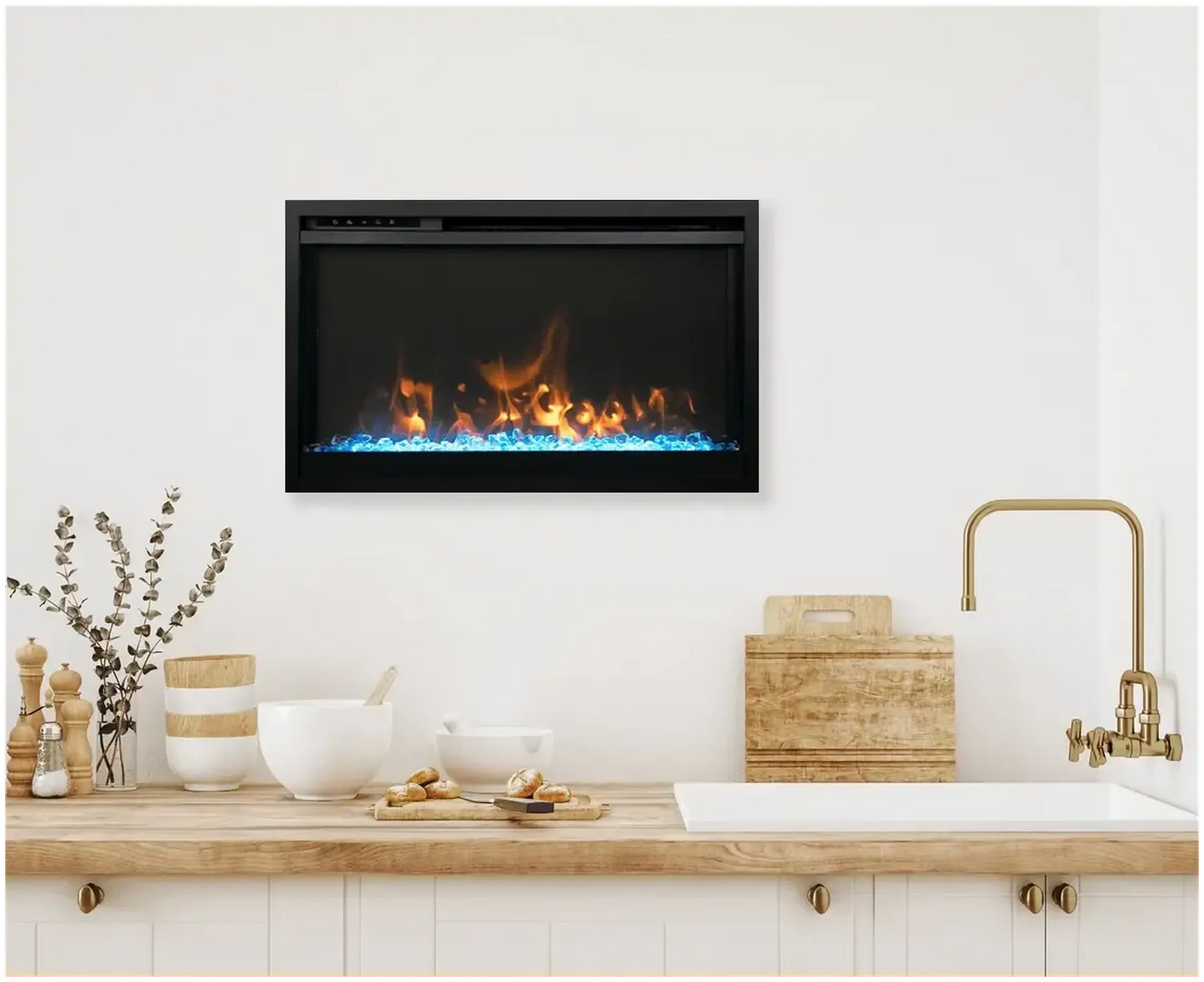 Remii by Amantii Classic Extra Slim 33" Buil-in Smart Electric Fireplace With Black Steel Surround