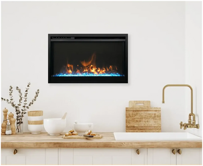 Remii by Amantii Classic Extra Slim 33" Buil-in Smart Electric Fireplace With Black Steel Surround