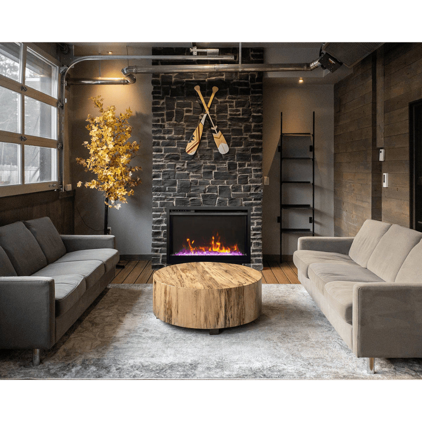 Remii by Amantii Classic Extra Slim 33" Buil-in Smart Electric Fireplace With Black Steel Surround